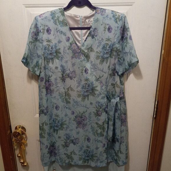 Dressbarn Floral Sheer Overlay light blue Dress - Picture 1 of 7
